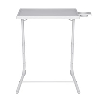 Table de chevet pliable pour ordinateur portable extensible noir et blanc Table TV pliante avec porte-gobelet plateau de Table de lit Portable