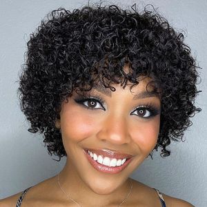 Parrucca Corta Pixie Brasiliana Non-Remy, Ricci <span class=keywords><strong>Jerry</strong></span>, Colore Naturale, 4 Pollici, Pre-Piumata, per Donne Nere - Vendita all'Ingrosso - Product Image 2