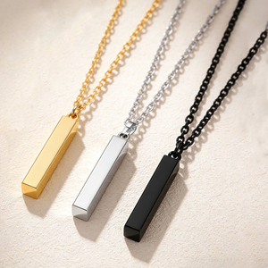 Collar con Colgante de Columna de los Deseos de Acero Inoxidable, Grabado Láser, Material para Grabar Nombres, Regalo para el Día de San Valentín - Product Image 1