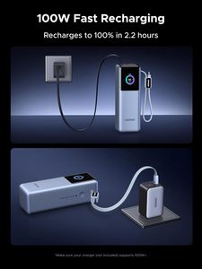 UGREEN Nexode <span class=keywords><strong>Power</strong></span> <span class=keywords><strong>Bank</strong></span> pour Ordinateur Portable 25000mAh 200W Charge Rapide Chargeur Portable Câble Rétractable Intégré & Écran Intelligent 4 Sorties - Product Image 6