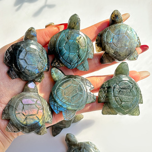 Bán buôn đá tự nhiên Labradorite rùa tinh thể chạm khắc khắc mô hình động vật cho trang trí nội thất - Product Image 1