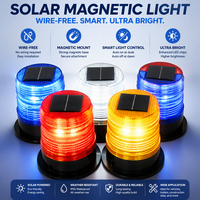 Feux clignotants LED solaires à base magnétique ambre haute luminosité pour travaux routiers, montage sur véhicule, pour la sécurité routière