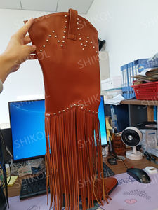 שיקול שחור שחור מחליק slaver שוליים מערבי מגפיים נשים נעליים מותאמות אישית עור עבה נשים מסמרת ירך מגפי בוקרים - Product Image 3