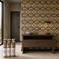 Adhesivo Decorativo de Pared con Diseño Geométrico Art Deco en Dorado para Entrada