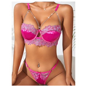 Set reggiseno e mutandine regolabili in maglia di pizzo da donna in 2 pezzi - Product Image 3
