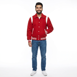 Direct Factory Varsity <b>Jacket</b> <b>White</b> Stripe Design Customized High Quality <b>Men's</b> Plus Size Winter <b>Jacket</b> Low MOQ - Product Image 1