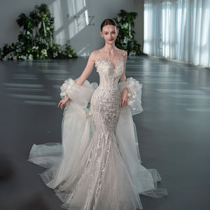 Robe de mariée sirène élégante Jancember GT157 avec <span class=keywords><strong>voile</strong></span>, dentelle brodée et <span class=keywords><strong>décolleté</strong></span> cœur - Product Image 3