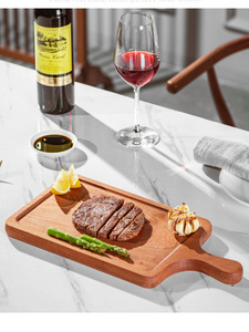<span class=keywords><strong>Assiette</strong></span> à steak artisanale en bois de noyer noir durable, plateau de service rectangulaire en bois massif, logo personnalisé, qualité hôtelière - Product Image 2