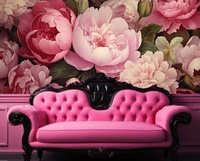 Papier peint mural moderne imperméable en tissu de soie à motif floral de pivoine, taille personnalisée pour salon et divertissement domestique