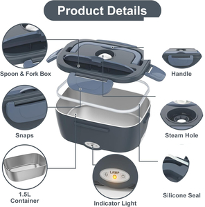 110V/220V Portable Food Warmer Food Heater with <b>Removable</b> Stainless Steel Container Electric Lunch <b>Box</b> for Car and Home - Product Image 4
