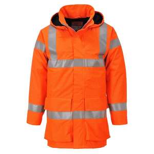 PORTWEST - S774ORRS Bizflame Rain <b>hi</b>-<b>vis</b> multi lite <b>orange</b> <b>jacket</b> - EAN 5036108248452 FLAME RESISTANT WORKWEAR - Product Image 1