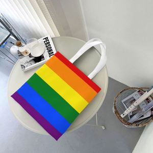 Bolsa de compras reutilizable con bandera del Orgullo Gay, bolsa de lona para mujer, bolsa de hombro lavable, bolsas de compras - Product Image 2