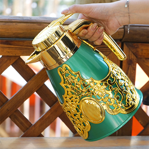 Arabico modello decorativo placcato plastico grande capacità 1L vetro capsula interna <span class=keywords><strong>caffè</strong></span> e tè Thermos bottiglia - Product Image 2