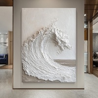 Peinture à l'huile abstraite peinte à la main, vagues, encadrée, moderne, sophistiquée, texture tridimensionnelle, toile suspendue pour intérieur