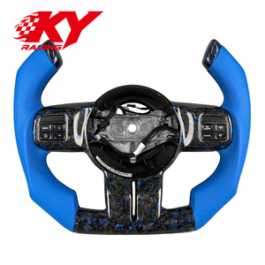 Volante Deportivo Personalizado F1 de Cuero Azul y Fibra de Carbono Forjada para Jeep Wrangler JL JK Sahara Rubicon Grand Cherokee Jeep J12 SRT8 - Product Image 1