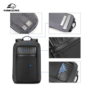 Kingsons Laptop <b>Backpack</b> 20-35L Large Capacity Business Travel Unisex <b>Black</b> Solid Color Shoulder Straps - Product Image 4