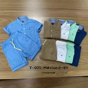 Nuovo Completo Estivo per Bambini a 2 Pezzi, Camicia a Maniche Corte a Righe e Pantaloncini - Product Image 3