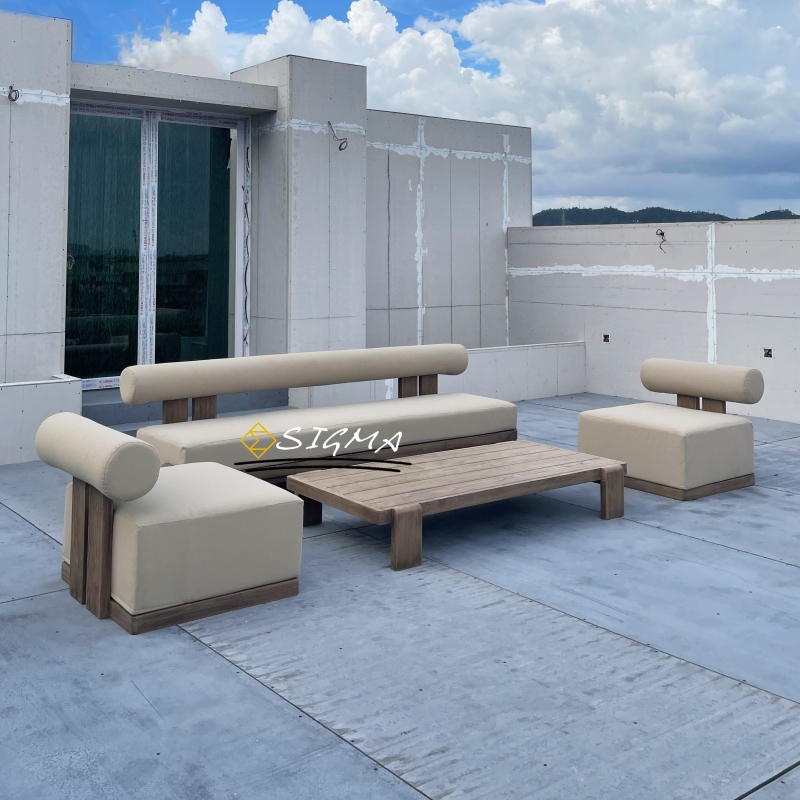 High End Luxury Outdoor Furniture set Patio Courtyard Villa Teak solid Wooden furniture Garden sofa set