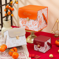 Boîte en carton rigide personnalisée OEM pour cadeaux de mariage, boîte à bonbons colorée, cadeaux de retour pour demoiselles d'honneur avec poignée en cuir