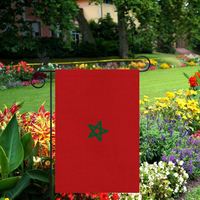 Drapeau de jardin du Maroc double face en toile de jute 12x18 pouces, bannière nationale marocaine pour extérieur, décoration verticale étoile rouge et verte