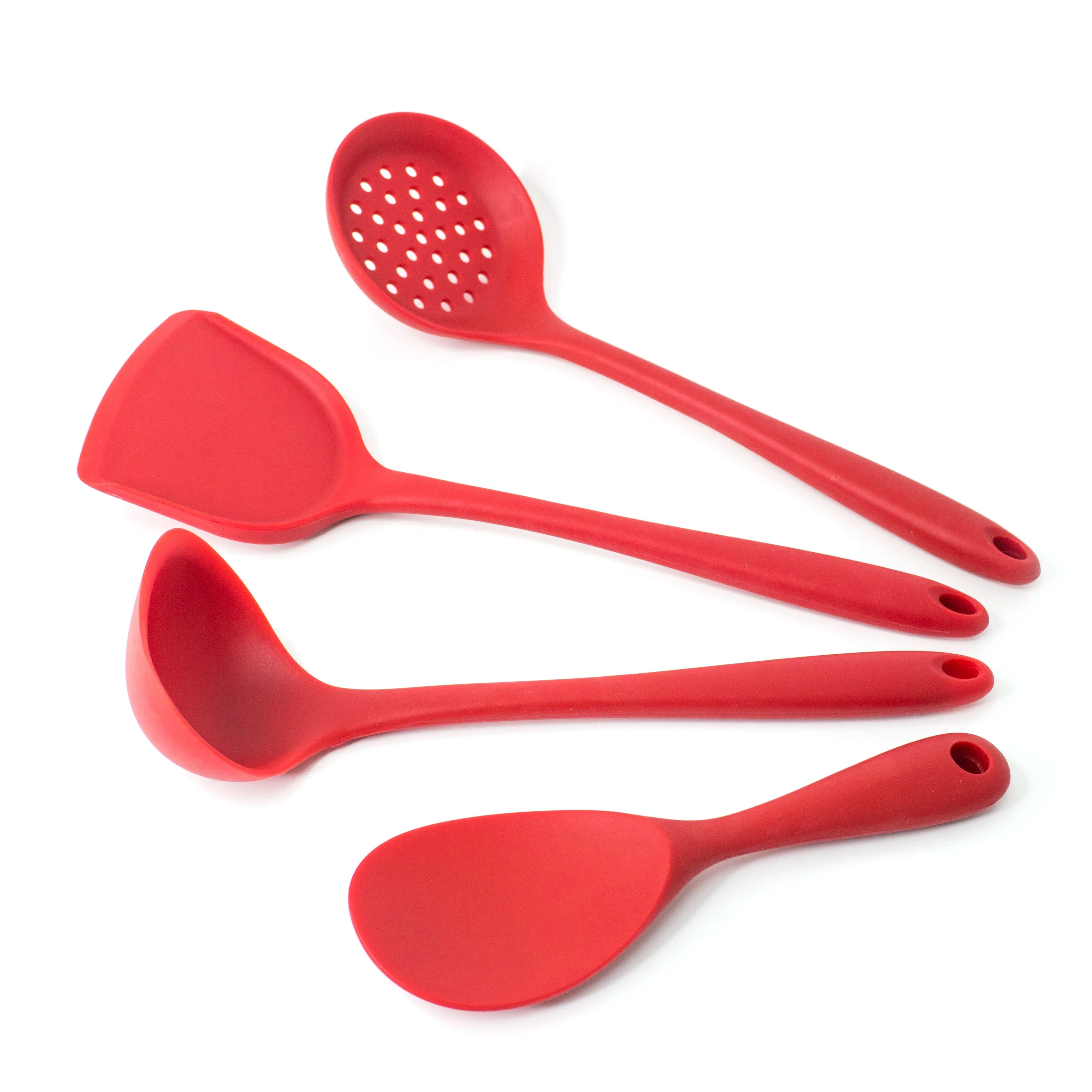 Conjunto de utensílios de cozinha, conjunto de 4 peças de silicone para cozinha, skimmer/concha/turner/colher de arroz, utensílios de cozinha