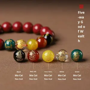 エスニックアニマルデザイン貔貅五路財運ブレスレット 女性用 パープルゴールドサンド 誕生年ギフト - Product Image 3