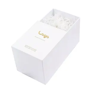 Pot en carton rigide de luxe personnalisé, feuille d'or, Logo imprimé, bougie parfumé, stockage, emballage cadeau, boîtes à tiroirs blanches pour bougie