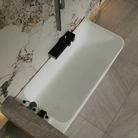 Baignoire d'angle profonde moderne en pierre artificielle, surface solide pure, écologique, durable, capacité 60 gallons+, pour usage intérieur