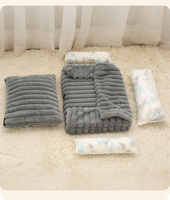 Canapé-lit ergonomique pour chien, en molleton épais rayé, canapé-lit pour animaux de compagnie, canapé-lit chaud et confortable pour chats et petits chiens