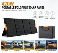 Panneau solaire pliable léger, étanche IP65, 420W, cellules monocristallines avec sortie MC4 pour les voyages en plein air, la pêche