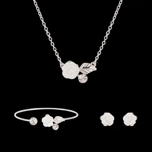 PUSHI neues Design Blumen schmuck Halskette Ohrring Armband Frauen Accessoires Halskette Set Frauen