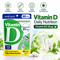 Comprimés de Vitamine D3 (Cholecalciférol) OEM pour la Fonction Immunitaire Normale, Nutrition Osseuse, Complément Alimentaire, Marque Privée, Vente en Gros