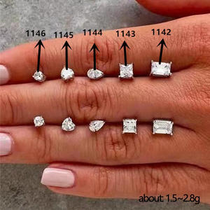 Pendientes de oro blanco con diamantes, corte esmeralda redondo, natural, color D a M, joyería clásica de lujo para mujer, compromiso, boda - Product Image 5