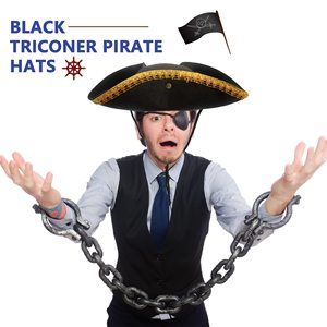 Madeshine หมวกปาร์ตี้โจรสลัดสไตล์อาณานิคมสีดำสำหรับคอสเพลย์โจรสลัดฮาโลวีน - Product Image 3