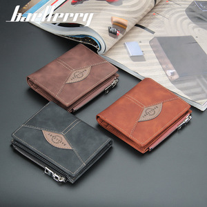 Baellerry Men's Short <b>Wallet</b> PU Leather Vertical Multi Card Slot Zipper Bill <b>Holder</b> Fashion Geometric Pattern - Product Image 4