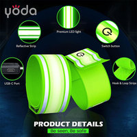Bracelet LED réfléchissant rechargeable par USB, lumière de sécurité pour la course nocturne, le cyclisme, le jogging, la marche, bracelet élastique
