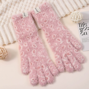 Guantes cálidos <span class=keywords><strong>de</strong></span> invierno para mujer, bonitos guantes con diseño <span class=keywords><strong>de</strong></span> leopardo a la moda, guantes <span class=keywords><strong>de</strong></span> punto cálidos a prueba <span class=keywords><strong>de</strong></span> frío, guantes deportivos para ciclismo - Product Image 5