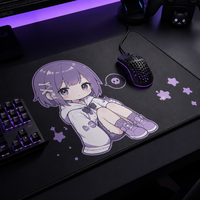 Tapis de souris rond en verre anime OEM, imperméable et résistant aux taches, taille personnalisée, design lisse pour le jeu, pour une utilisation sur un bureau de jeu