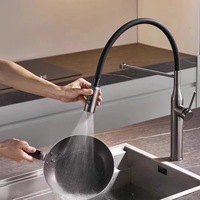 Robinet de cuisine commercial moderne avec douchette extractible, mitigeur monocommande à ressort pour évier, en acier inoxydable SUS 304, à poser sur plan