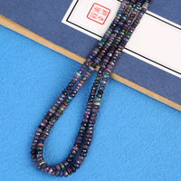 Perles de rondelle en opale noire naturelle Perle d'opale 3-4mm Brins de perles d'opale noire pour la fabrication de bijoux