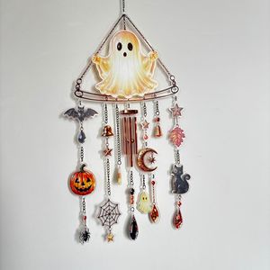Halloween Black <b>Cat</b> and Ghost Tassel Wind Chime Home Hanging Decoration - Product Image 3