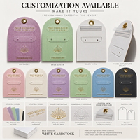 Carte de présentation personnalisée pour boucles d'oreilles et colliers, en carton blanc avec logo doré, carte d'emballage pour bijoux avec crochet de suspension arrière