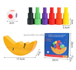 Wooden Color Moon Boat Balance Pile Educational Toy For Kids DIY And Model Building Blocks