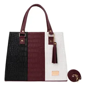 Bolso Casual para Mujer Fana Irma, Color Vino, Negro y Blanco, Marco Geométrico, PU, Gran Capacidad, para Playa - Product Image 3