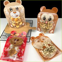 Pochette à fermeture éclair en forme d'animal de dessin animé mignon, sac d'emballage transparent pour collations, noix, bonbons, biscuits