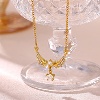Collier en acier inoxydable Goutte d'eau Ailes d'ange pour femme, micro-incrusté de zircon, design de niche, luxe léger, tendance, pour soirée, ras du cou
