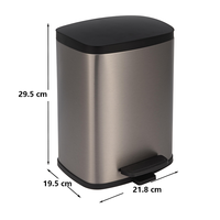 Poubelle élégante à pédale fine 5L, cadre en fer, coque ABS, revêtement PP, finition mate, intérieurs de luxe