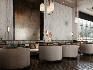 Custom Coffee Shop Interior Design Wooden Bar Counter Restaurant Furniture with LED <b>Lighting</b> - Product Image 5