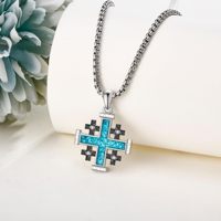 Croisé Jérusalem Croix Collier En Argent Sterling Turquoise Croix Pendentif Religieux Croix Bijoux
