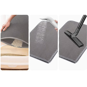 Tapis de litière pour chat Hovicaed <span class=keywords><strong>double</strong></span> couche, anti-éclaboussures, en EVA, facile à nettoyer, lavable, couleur personnalisable, pour litière de chat - Product Image 5